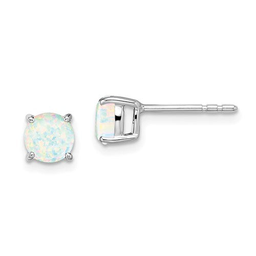 14k-white-gold-round-created-opal-earrings-SolomonJeweler-Wichita-KS-CustomJewelry