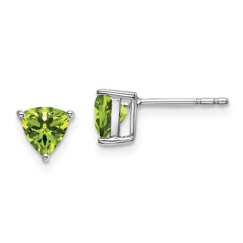 14k-white-gold-trillion-peridot-earrings-SolomonJeweler-Wichita-KS-CustomJewelry