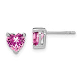 14k-white-gold-heart-created-pink-sapphire-earrings-SolomonJeweler-Wichita-KS-CustomJewelry