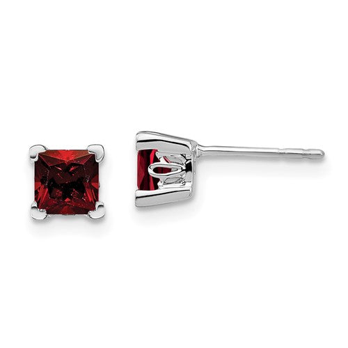 14k-white-gold-square-garnet-earrings-SolomonJeweler-Wichita-KS-CustomJewelry
