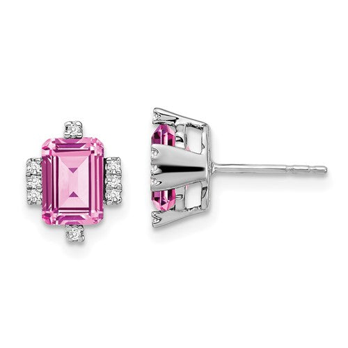 14k-white-gold-emerald-shape-creat-pink-sapphire-diamond-earrings-SolomonJeweler-Wichita-KS-CustomJewelry