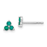14k-white-gold-3-stone-created-emerald-triangle-earrings-SolomonJeweler-Wichita-KS-CustomJewelry