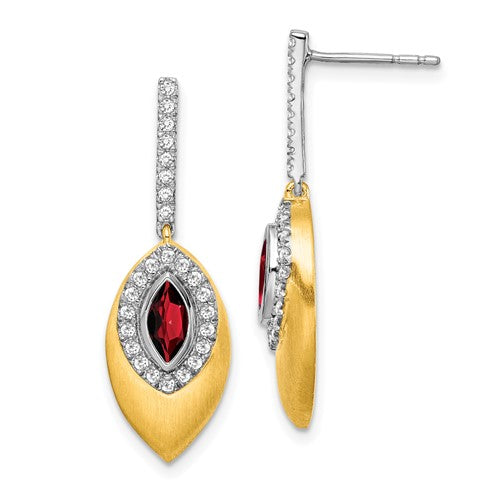 14k-two-tone-garnet-and-diamond-dangle-earrings-SolomonJeweler-Wichita-KS-CustomJewelry