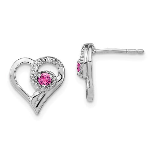 14k-white-gold-pink-sapphire-and-diamond-heart-earrings-SolomonJeweler-Wichita-KS-CustomJewelry