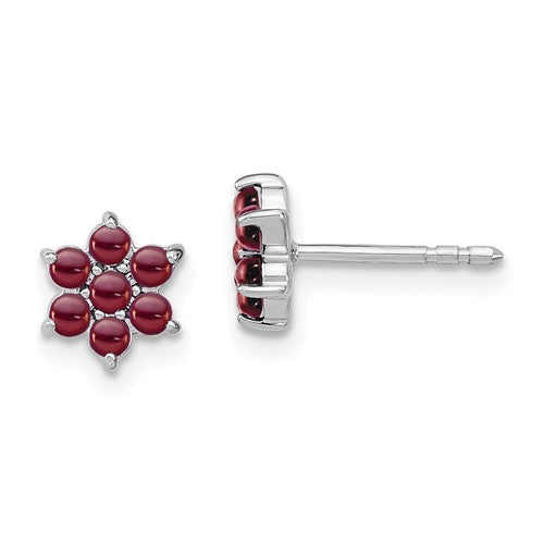14k-white-gold-garnet-floral-post-earrings-SolomonJeweler-Wichita-KS-CustomJewelry