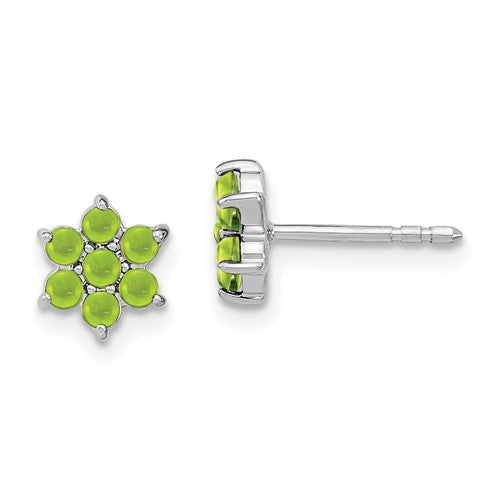 14k-white-gold-peridot-floral-post-earrings-SolomonJeweler-Wichita-KS-CustomJewelry