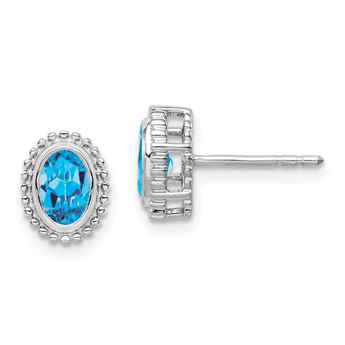 14k-white-gold-oval-blue-topaz-post-earrings-SolomonJeweler-Wichita-KS-CustomJewelry
