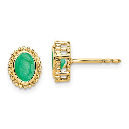 14k-oval-emerald-post-earrings-SolomonJeweler-Wichita-KS-CustomJewelry