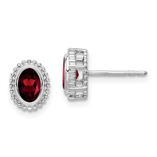 14k-white-gold-oval-garnet-post-earrings-SolomonJeweler-Wichita-KS-CustomJewelry