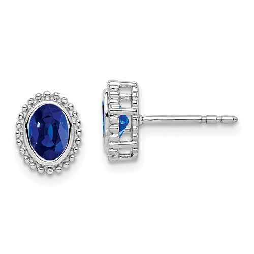 14k-white-gold-oval-sapphire-post-earrings-SolomonJeweler-Wichita-KS-CustomJewelry