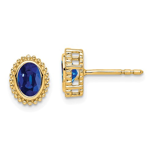 14k-oval-sapphire-post-earrings-SolomonJeweler-Wichita-KS-CustomJewelry