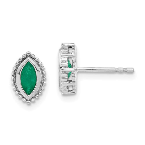 14k-white-gold-marquise-emerald-post-earrings-SolomonJeweler-Wichita-KS-CustomJewelry