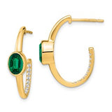 14k-oval-created-emerald-and-diamond-j-hoop-earrings-SolomonJeweler-Wichita-KS-CustomJewelry