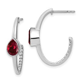14k-white-gold-pear-created-ruby-and-diamond-j-hoop-earrings-SolomonJeweler-Wichita-KS-CustomJewelry