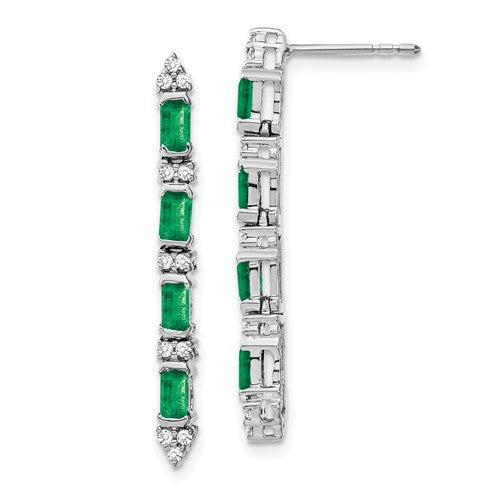 14k-white-gold-emerald-and-diamond-4-stone-dangle-earrings-SolomonJeweler-Wichita-KS-CustomJewelry