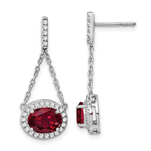 14k-white-gold-oval-created-ruby-and-diamond-dangle-earrings-SolomonJeweler-Wichita-KS-CustomJewelry