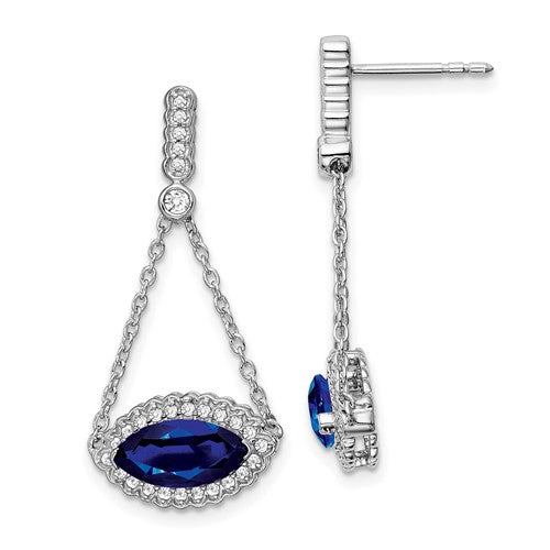 14k-white-gold-marquise-created-sapphire-and-diamond-earrings-SolomonJeweler-Wichita-KS-CustomJewelry
