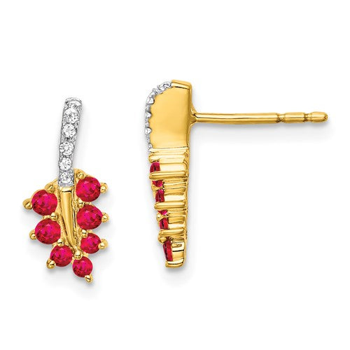 14k-ruby-and-diamond-leaf-earrings-SolomonJeweler-Wichita-KS-CustomJewelry