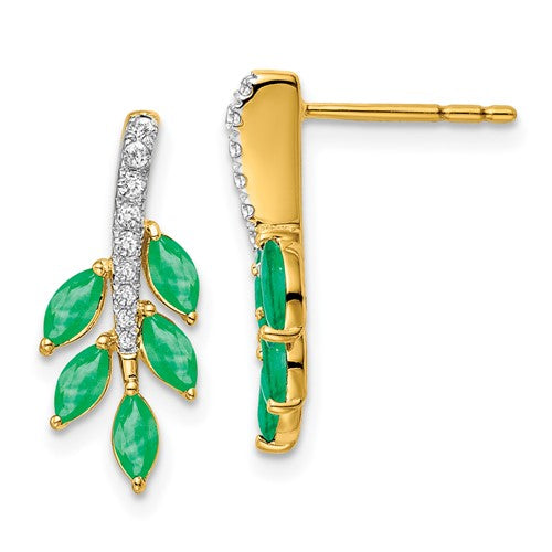 14k-emerald-and-diamond-leaf-earrings-SolomonJeweler-Wichita-KS-CustomJewelry