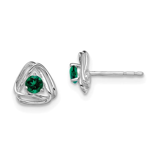 14k-white-gold-created-emerald-post-earrings-SolomonJeweler-Wichita-KS-CustomJewelry