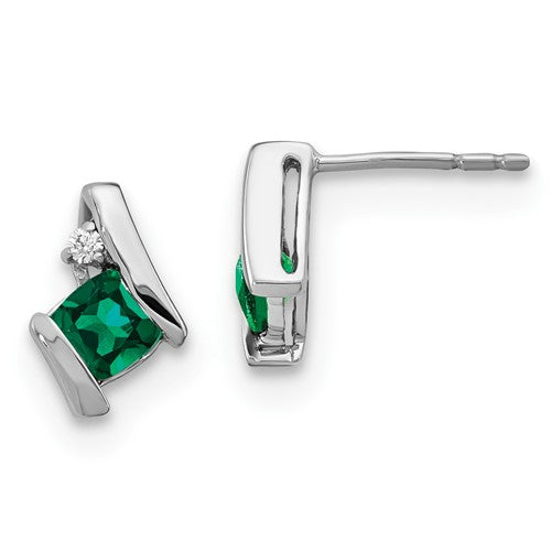 14k-white-gold-cushion-cr-emerald-and-diamond-earrings-SolomonJeweler-Wichita-KS-CustomJewelry