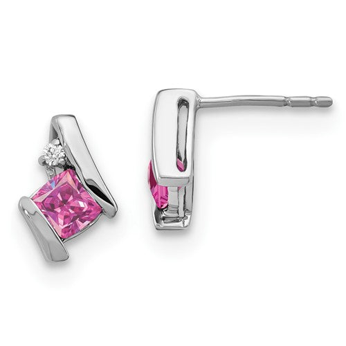 14k-white-gold-cushion-cr-pink-sapphire-and-diamond-earrings-SolomonJeweler-Wichita-KS-CustomJewelry