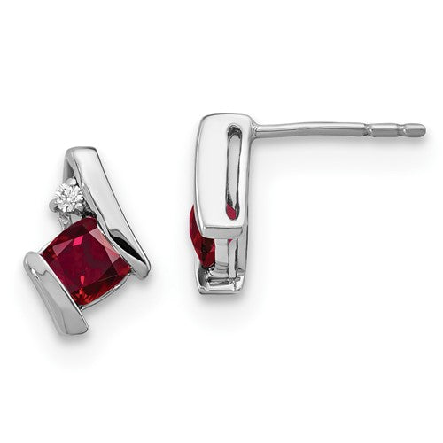 14k-white-gold-cushion-cr-ruby-and-diamond-earrings-SolomonJeweler-Wichita-KS-CustomJewelry