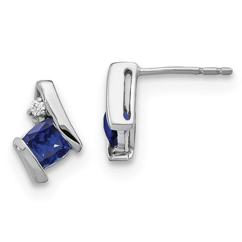 14k-white-gold-cushion-cr-sapphire-and-diamond-earrings-SolomonJeweler-Wichita-KS-CustomJewelry
