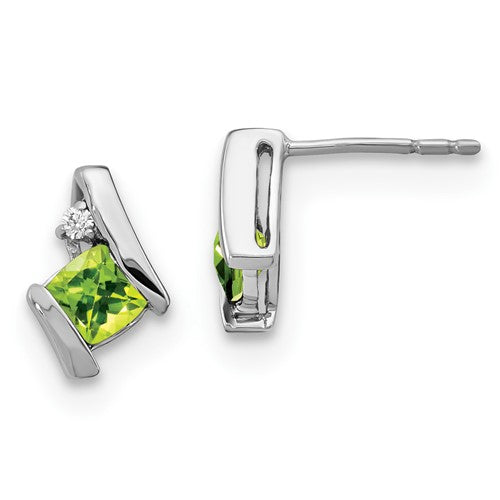 14k-white-gold-cushion-peridot-and-diamond-earrings-SolomonJeweler-Wichita-KS-CustomJewelry