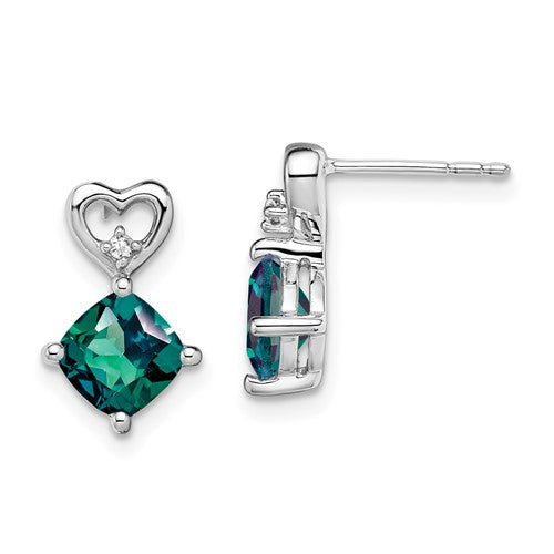 14k-white-gold-created-alexandrite-and-diamond-heart-earrings-SolomonJeweler-Wichita-KS-CustomJewelry