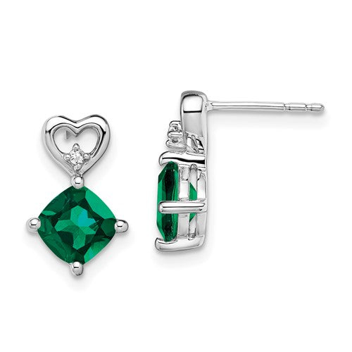 14k-white-gold-created-emerald-and-diamond-heart-earrings-SolomonJeweler-Wichita-KS-CustomJewelry