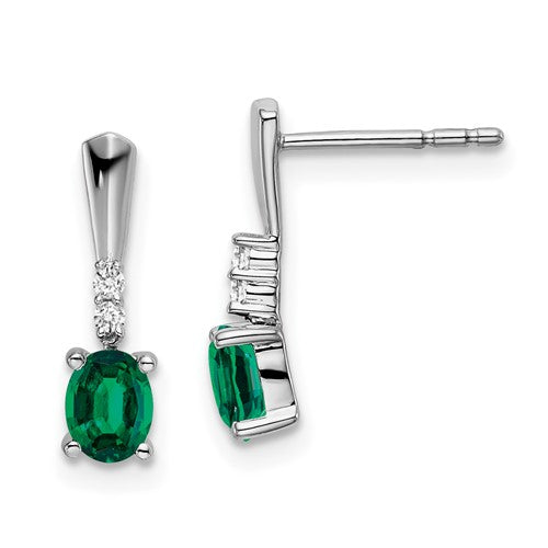 14k-white-gold-oval-created-emerald-and-diamond-dangle-earrings-SolomonJeweler-Wichita-KS-CustomJewelry