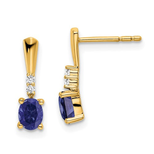 14k-oval-created-sapphire-and-diamond-dangle-earrings-SolomonJeweler-Wichita-KS-CustomJewelry