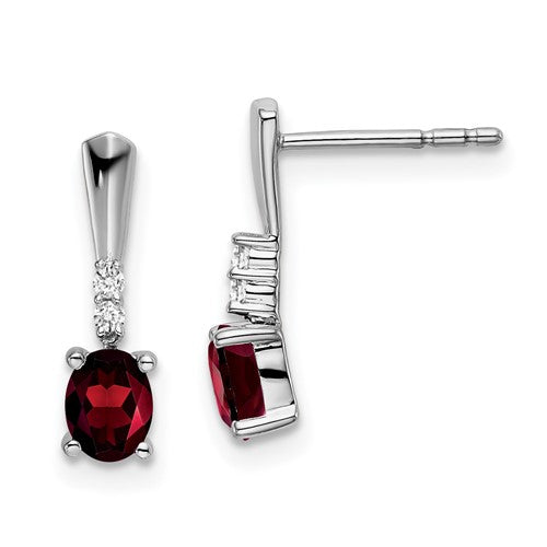 14k-white-gold-oval-garnet-and-diamond-dangle-earrings-SolomonJeweler-Wichita-KS-CustomJewelry