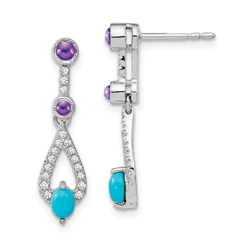14k-white-gold-turquoise-amethyst-white-topaz-dangle-earrings-SolomonJeweler-Wichita-KS-CustomJewelry