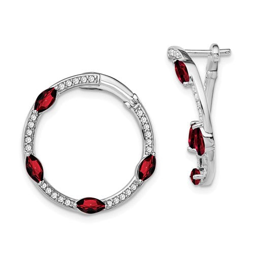 14k-white-gold-garnet-and-diamond-hoop-earrings-SolomonJeweler-Wichita-KS-CustomJewelry