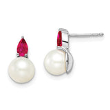 14k-white-gold-fwc-pearl-and-ruby-post-earrings-SolomonJeweler-Wichita-KS-CustomJewelry