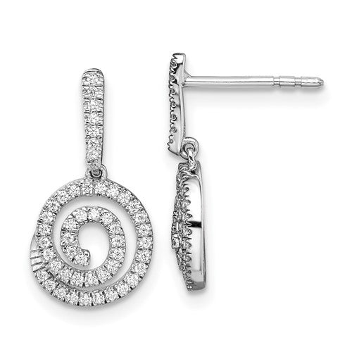 14k-white-gold-circle-swirl-diamond-dangle-post-earrings-SolomonJeweler-Wichita-KS-CustomJewelry