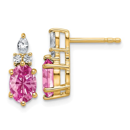 14k-diamond-and-lab-created-pink-sapphire-post-earrings-SolomonJeweler-Wichita-KS-CustomJewelry
