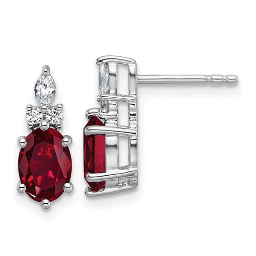 14k-white-gold-diamond-and-lab-created-ruby-post-earrings-SolomonJeweler-Wichita-KS-CustomJewelry