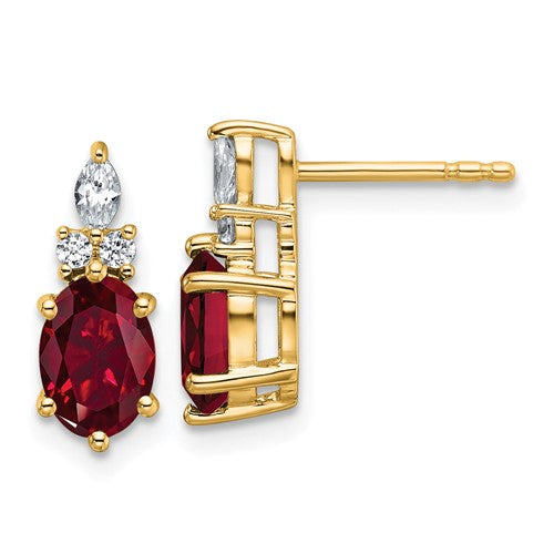 14k-diamond-and-lab-created-ruby-post-earrings-SolomonJeweler-Wichita-KS-CustomJewelry