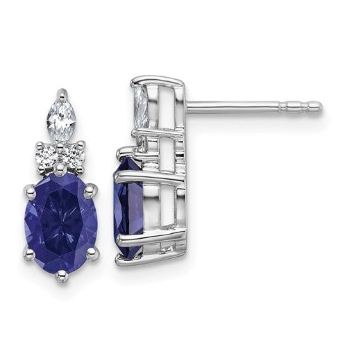 14k-white-gold-diamond-and-lab-created-sapphire-post-earrings-SolomonJeweler-Wichita-KS-CustomJewelry