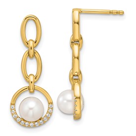 14k-polished-diamond-and-pearl-open-circle-dangle-post-earrings-SolomonJeweler-Wichita-KS-CustomJewelry