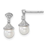 14k-white-gold-polished-diamond-and-pearl-drop-post-earrings-SolomonJeweler-Wichita-KS-CustomJewelry