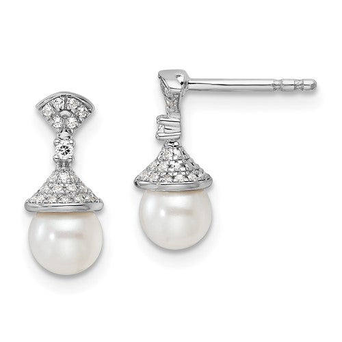 14k-white-gold-polished-diamond-and-pearl-drop-post-earrings-SolomonJeweler-Wichita-KS-CustomJewelry