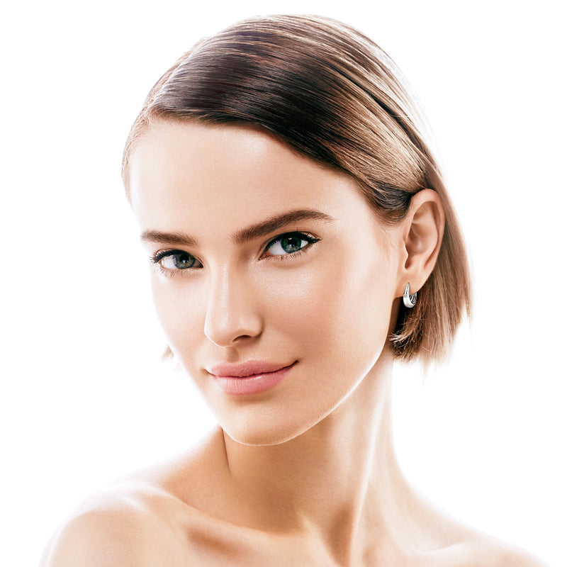 Moissanite Accent Hoop Earrings in Sterling Silver - Solomon Jewelers