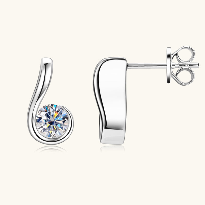 Modern Swirl Moissanite Earrings in Sterling Silver - Solomon Jewelers