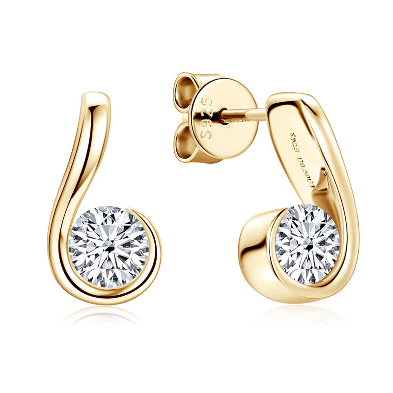 Modern Swirl Moissanite Earrings in Sterling Silver - Solomon Jewelers