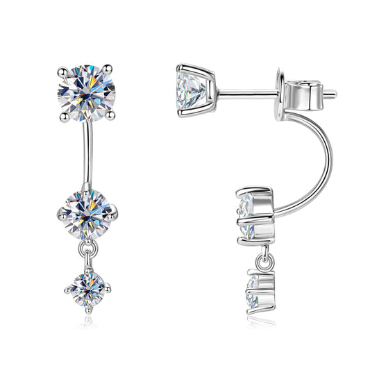 Moissanite Sterling Silver Drop Earrings - Solomon Jewelers