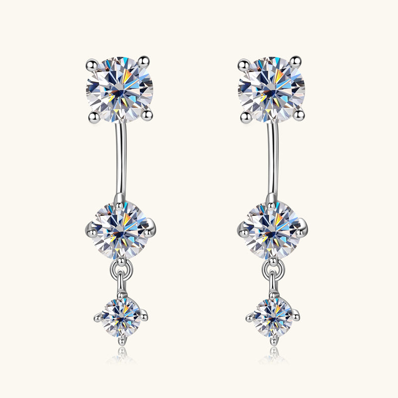 Moissanite Sterling Silver Drop Earrings - Solomon Jewelers